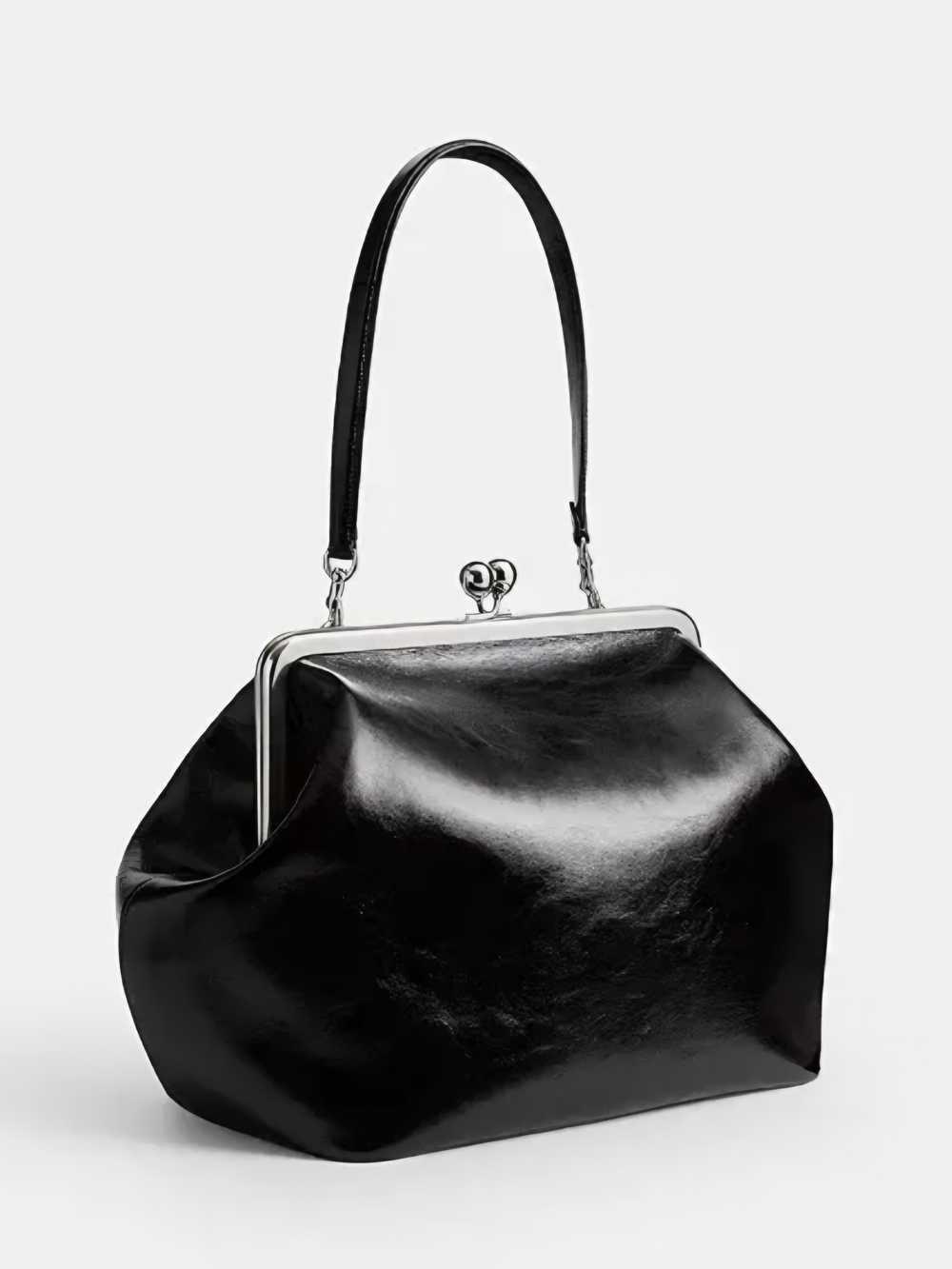 Coach Glazed Black leather Kisslock bag